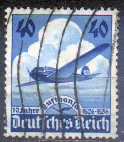 Третій Рейх (-) Третий Рейх (-) ^/--/^ 1936 - Рейх - 10 років Люфтганза Mi.603 _4.0 € ^_^^^ 1936 — Рейх — 10 лет Люфтганза Mi.603 _4.0 € - фото фото фото