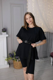 Шорти Шорты ^/--/^ B /--/ 001 Комплект велосипедки в рубчик і футболка oversize для вагітних з секретом для годування Чорний ^_^^^ B /--/ 001 Комплект велосипедки в рубчик и футболка oversize для беременных с секретом для кормления Черный - фото фото фото