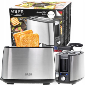 Тостери Тостеры ^/--/^ Тостер Adler AD 3214 — 2 тости, 900 Вт, 7 рівнів підсмажування, нержавіюча сталь ^_^^^ Тостер Adler AD 3214 — 2 тоста, 900 Вт, 7 уровней поджаривания, нержавеющая сталь - фото фото фото