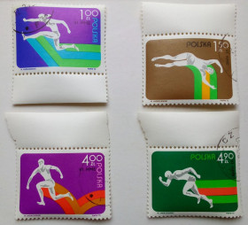 Польща Польша ^/--/^ Польша 1975 Легкая атлетика, спорт, гашеные с полями ^_^^^ Польща 1975 Легка атлетика, спорт, гашені з полями - фото фото фото