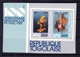 Мистецтво Искусство ^/--/^ NM Искусство . Того  1981 г MNH - блок - Пикассо ^_^^^ Того 1981 р MNH - блок - Пікассо - фото фото фото