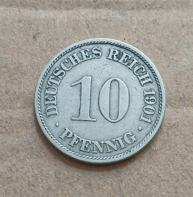 Німецька імперія (-) Германская империя (-) ^/--/^ Німеччина 10 пфенігів 1901 А ^_^^^ Германия 10 пфеннигов 1901 А - фото фото фото