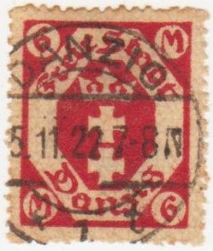 Веймарська республіка Веймарская республика ^/--/^ Германия   (Данциг) 1922 г. № 100 гашеная ^_^^^ Німеччина (Данциг) 1922 р. No 100 гашена - фото фото фото