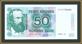 Скандинавія Скандинавия ^/--/^ Норвегия 50 крон 1990 P-42  (42 /--/ e.2) UNC ^_^^^ Норвегія 50 крон 1990 P-42 (42 /--/ e.2) UNC - фото фото фото