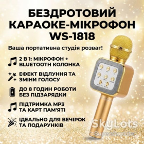 Мікрофони Микрофоны ^/--/^ Караоке микрофон Bluetooth DM WS /--/ 1818 с динамиками беспроводная колонка микрофон для пения Желтый ^_^^^ Караоке мікрофон Bluetooth DM WS /--/ 1818 з динаміками бездротова колонка мікрофон для співу - фото фото фото