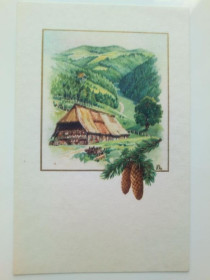 Іноземні Иностранные ^/--/^ Открытка Германия, ГДР. 1950-е, ЖИВОПИСЬ. ЛАНДШАФТ, ШИШКИ, чистая. ^_^^^ Листівка Німеччина, НДР. 1950-ті, живопис. Ландшафт, шишки, чиста. - фото фото фото