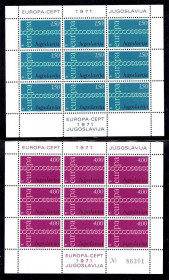 Інші країни Другие страны ^/--/^ Югославия  1971 г MNH 2 /--/ а м/лист -   EUROPA  - CEPT - ^_^^^ Югославія 1971 р MNH 2 /--/ а м/лист - EUROPA - CEPT - фото фото фото