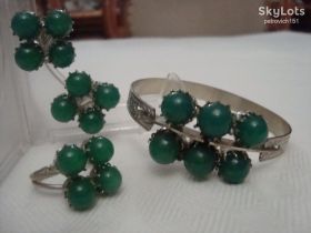 Ювелірні вироби, біжутерія Ювелирные изделия, бижутерия ^/--/^ Набор Браслет Клипсы Кольцо Камень Хризопраз Серебрение №195 ^_^^^ Набір Браслет Кліпси Кільце Камінь Хризопраз Сріблення No /--/ 195 - фото фото фото