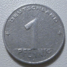 НДР, ФРН ГДР, ФРГ ^/--/^ Німеччина - НДР 1 пфеніг 1952 року A 43278 ^_^^^ Германия - ГДР 1 пфениг 1952 года A 43278 - фото фото фото