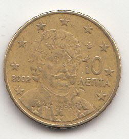 Греція Греция ^/--/^ Греція 10 євроцентів, 2002 ^_^^^ Греция 10 евроцентов, 2002 - фото фото фото