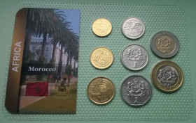 Марокко Марокко ^/--/^ Набор из 8 монет МАРОККО набір пластик блистер запайка ^_^^^ Набор из 8 монет МАРОККО набор пластик блистер запайка - фото фото фото