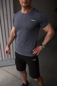 Шорти Шорты ^/--/^ Комплект мужской Reebok: футболка темно-серая + шорты черные ^_^^^ Футболка темно-сіра + шорти чорні - фото фото фото