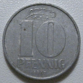 НДР, ФРН ГДР, ФРГ ^/--/^ Німеччина - НДР 10 пфенігів 1967 року 43368 ^_^^^ Германия - ГДР 10 пфеннигов 1967 года 43368 - фото фото фото