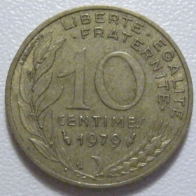 Франція Франция ^/--/^ Франція 10 сантимів 1979 року 43505 ^_^^^ Франция 10 сантимов 1979 года 43505 - фото фото фото