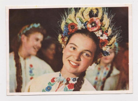 СРСР СССР ^/--/^ УКРАЇНОЧКА - з серії листівок *За програмою КПРС* = 1962 р. = КОЗЛОВСКИЙ = чиста = тираж 50 тис. ^_^^^ УКРАИНОЧКА - из серии листовок по программе КПСС* = 1962 г. = КОЗЛОВСКИЙ = чистая = тираж 50 тыс. - фото фото фото