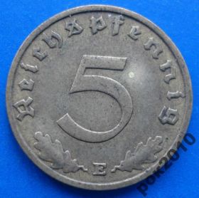 Германія (-) Германия (-) ^/--/^ 5 пфеннингов 1938 года Е ^_^^^ 5 пфеннінгів 1938 року Е - фото фото фото