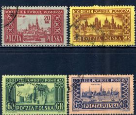 Архітектура Архитектура ^/--/^ Польша. 500-летие возвращения Померании  (серия без 1 м.) 1954 г. ^_^^^ Польща. Архітектура (серія) 1954 - фото фото фото