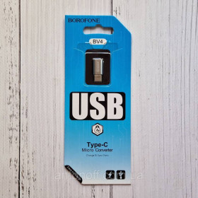 Зарядні пристрої Зарядные устройства ^/--/^ Перехідник  Borofone BV /--/ 4 Micro to Type-C Сірий ^_^^^ Переходник Borofone BV /--/ 4 Micro to Type-C серый - фото фото фото