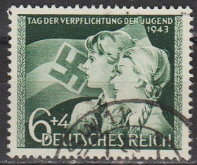 Третій Рейх (-) Третий Рейх (-) ^/--/^ 1943 - Рейх - День молоді Mi.843 _гаш ^_^^^ 1943 - Рейх - День молодежи Mi.843 _гаш - фото фото фото