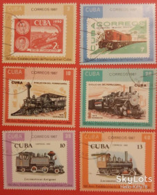 Острівні держави Островные государства ^/--/^ Куба 1987 железнодорожный транспорт локомотивы паровозы марка на марке Mi 3142 /--/ А-3147 /--/ А ^_^^^ Куба 1987 залізничний транспорт локомотиви паровози марка на марці Mi 3142 /--/ А-3147 /--/ А - фото фото фото