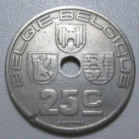 Бельгія Бельгия ^/--/^ Бельгія 25 сантимів 1938 року Belgie - Belgique 42208 ^_^^^ Бельгия 25 сантимов 1938 года Belgie - Belgique 42208 - фото фото фото