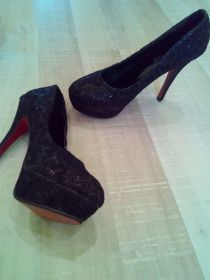 Туфлі Туфли ^/--/^ Красивые кружевные туфли под Louboutin,черные р.41 ^_^^^ Красиві мережеві туфлі під Louboutin, чорні р.41 - фото фото фото
