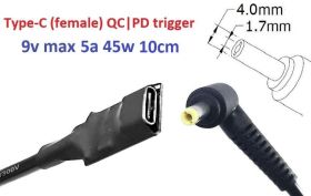 Інше Другое ^/--/^ Переходник на 9 /--/ v (max 5 /--/ a, 45 /--/ w) 4.0 /--/ x /--/ 1.7 /--/ mm 8-10 /--/ cm з USB Type-C (Female) Quick Charge Power Delivery QC - фото фото фото