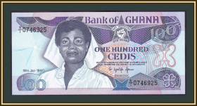 Гана Гана ^/--/^ Гана 100 седи 1990 P-26  (26 /--/ b.1) UNC ^_^^^ Гана 100 седі 1990 P-26 (26 /--/ b.1) UNC - фото фото фото