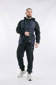 Куртки Куртки ^/--/^ Комплект мужской Nike: анорак &amp;quot;House&amp;quot; черно-серый + брюки &amp;quot;President&amp;quot; + борсетка - фото фото фото