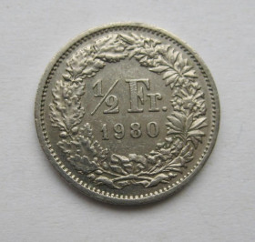 Швейцарія Швейцария ^/--/^ 1/2 франка = 1980 г. = ШВЕЙЦАРИЯ  - ШВЕЙЦАРІЯ ^_^^^ 1/2 франка = 1980 г. = ШВЕЙЦАРИЯ - ШВЕЙЦАРИЯ - фото фото фото