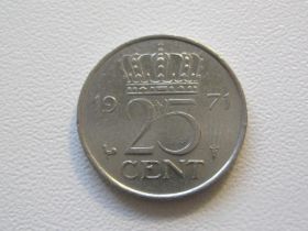 Нідерланди Нидерланды ^/--/^ Нидерланды 25 центов 1971 года 32382 ^_^^^ Нідерланди 25 центів 1971 року 32382 - фото фото фото