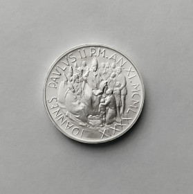 Італія і Ватикан Италия и Ватикан ^/--/^ 1000 ЛИР ВАТИКАН 1989 состояние UNC серебро РЕДКАЯ!!! ^_^^^ 1000 ЛІР ВАТИКАН 1989 стан UNC срібло Рідка!!! - фото фото фото