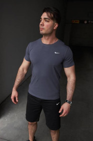 Шорти Шорты ^/--/^ Комплект мужской Nike: футболка темно-серая + шорты черные ^_^^^ Футболка темно-сіра + шорти чорні - фото фото фото