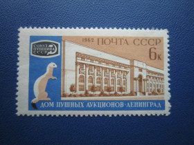 СРСР - СССР - ^/--/^ Марка СРСР 1962 пушной аукціон фауна горностай MNH ^_^^^ Марка СССР 1962 пушной аукцион фауна горностай MNH - фото фото фото