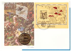 Європа Европа ^/--/^ ГДР 1989 г - 2 /--/ а скана - ХМК с монетой 5 марок - блок ^_^^^ НДР 1989 р - 2 /--/ а скана - ХМК з монетою 5 марок - блок - фото фото фото
