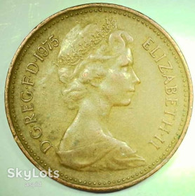 Інше Другое ^/--/^ Великобритания 1 новый пенни, 1975 ^_^^^ Велика Британія 1 новий пенні, 1975 - фото фото фото