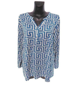 Кофти Кофты ^/--/^ Блуза женская Rbossi 5597 2 /--/ XL голубая с белым ^_^^^ Блуза жіноча Rbossi 5597 2 /--/ XL блакитна з білим - фото фото фото