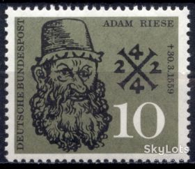 НДР, ФРН ГДР, ФРГ ^/--/^ ФРГ 1959 наука математика Ризе Mi 308 MNH ^_^^^ ФРН 1959 наука математика Різе Mi 308 MNH - фото фото фото