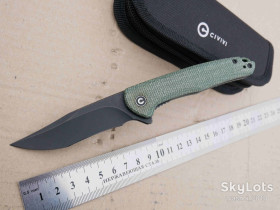 Ножі, мультітули Ножи, мультитулы ^/--/^ CIVIVI Knives C /--/ 20011-3 Eric Ochs Mini Sandbar, Nitro-V Blackwash, Micarta Green, Caged Ceramic Ball Bearing, Flipper, Outdoor, EDC, liner Lock - фото фото фото