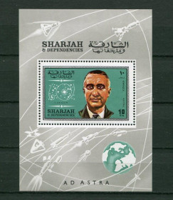 Освоєння космосу Освоение космоса ^/--/^ Шарджа Sharjah Space Mi Bl 47 /--/ A  Grissom MNH Cv 14.00 ^_^^^ Шарджа Sharjah Space Mi Bl 47 /--/ A Grissom MNH Cv 14.00 - фото фото фото
