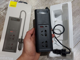 Інвертори Инверторы ^/--/^ Автомобільний інвертор Baseus 150 /--/ W 220 /--/ V CN EU Black, зарядка apple MacBook iphone ^_^^^ Автомобильный инвертор Baseus 150 /--/ W 220 /--/ V CN EU Black, зарядка apple MacBook iphone - фото фото фото