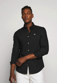 Сорочки Рубашки ^/--/^ Рубашка слим стрейч черная &amp;apos;Emporio Armani&amp;apos; 44-46 /--/ р ^_^^^ Сорочка злим стрейч чорна &amp;apos;Emporio Armani&amp;apos; 44-46 /--/ р - фото фото фото