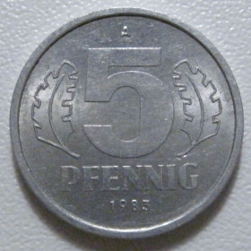 НДР, ФРН ГДР, ФРГ ^/--/^ Німеччина - НДР 5 пфенігів 1983 року 43361 ^_^^^ Германия - ГДР 5 пфеннигов 1983 года 43361 - фото фото фото
