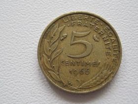 Франція Франция ^/--/^ Франция 5 сантимов 1966 года #16010 ^_^^^ Франція 5 сантимів 1966 року #16010 - фото фото фото