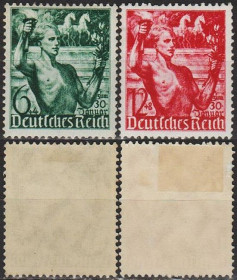 Третій Рейх (-) Третий Рейх (-) ^/--/^ 1938 - Рейх - 5 років правління Mi.660-61 * ^_^^^ 1938 - Рейх - 5 лет правления Mi.660-61* - фото фото фото