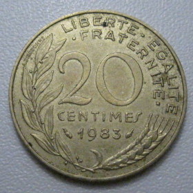 Франція Франция ^/--/^ Франція 20 сантимів 1983 року 42061 ^_^^^ Франция 20 сантимов 1983 года 42061 - фото фото фото