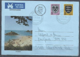 Великобританія Великобритания ^/--/^ Джерси 1984 герб вид Аэрограмма гаш. ^_^^^ Джерсі 1984 герб вид Аерограма гаш. - фото фото фото