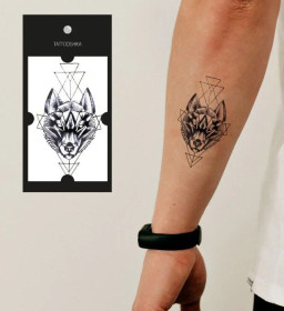 Інше Другое ^/--/^ 41183  Временная тату Tattooshka Волк геометрия T-074 ^_^^^ 41183 Тимчасова тату Tattooshka Вовк геометрія T-074 - фото фото фото