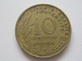 Франція Франция ^/--/^ Франция 10 сантимов 1970 года 31992 ^_^^^ Франція 10 сантимів 1970 31992 - фото фото фото