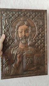 Картини, Гравюри, Живопис та Графіка Картины, Гравюры, Живопись и Графика ^/--/^ Иисус Христос медная чеканка винтаж деревянная основа сзади mk /--/ 265 ^_^^^ Ісус Христос мідна карбування гвинтаж дерев'яна основа ззаду mk /--/ 265 - фото фото фото